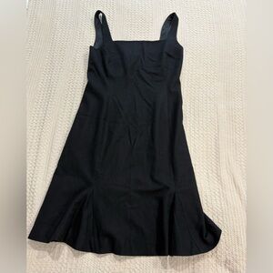 Ralph Lauren Black Wool Angora Cashmere Midi Dress Size 10; flare tulip skirt